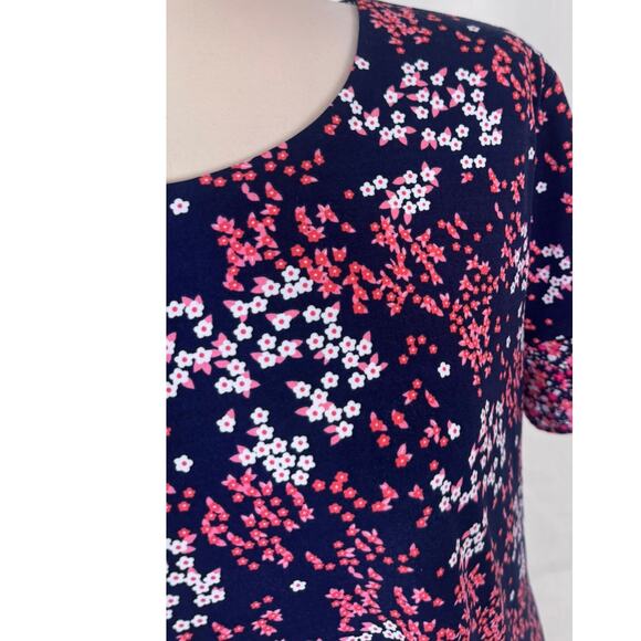 MICHAEL Michael Kors L Short Sleeve Blue Floral Shift Dress Polyester Stretch - Picture 6 of 8